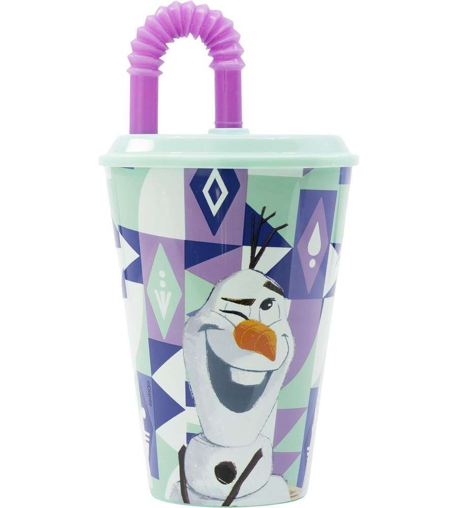 Bicchiere in plastica con cannuccia Frozen 430 ml