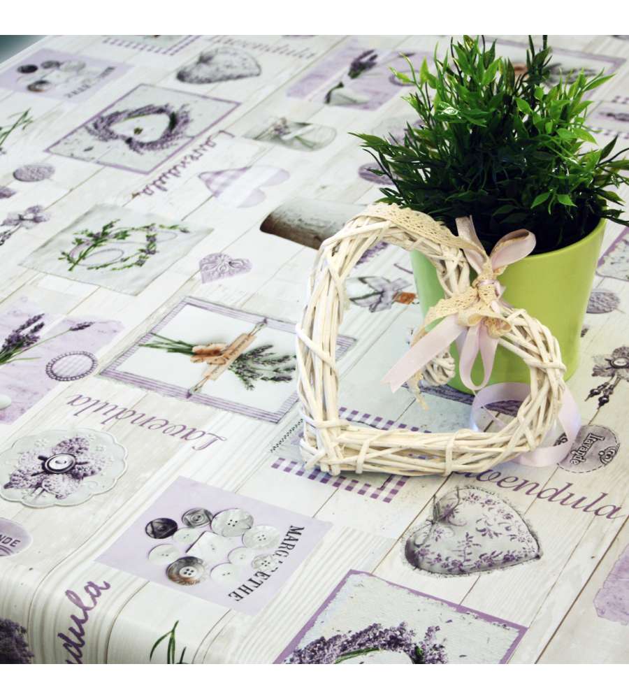 Tovagliato in Pvc impermeabile al metro cuori lavanda