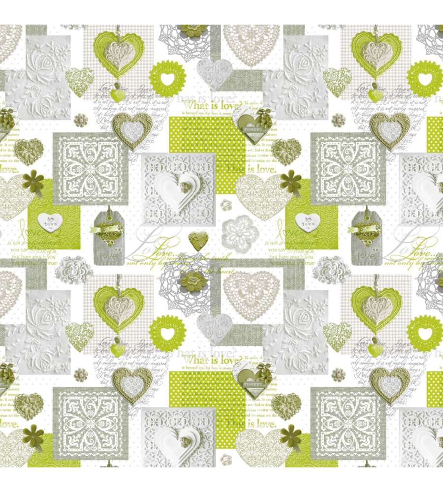 Tovagliato in Pvc impermeabile al metro love verde