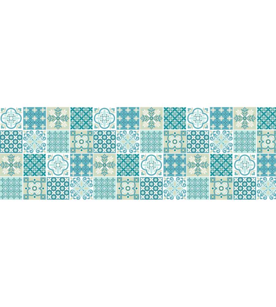 Tovagliato in Pvc impermeabile al metro piastrelle azzurre