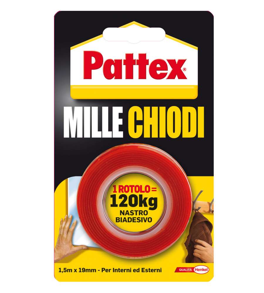 Pattex Nastro Biadesivo Millechiodi Bianco - 19 mm x 1,5 m