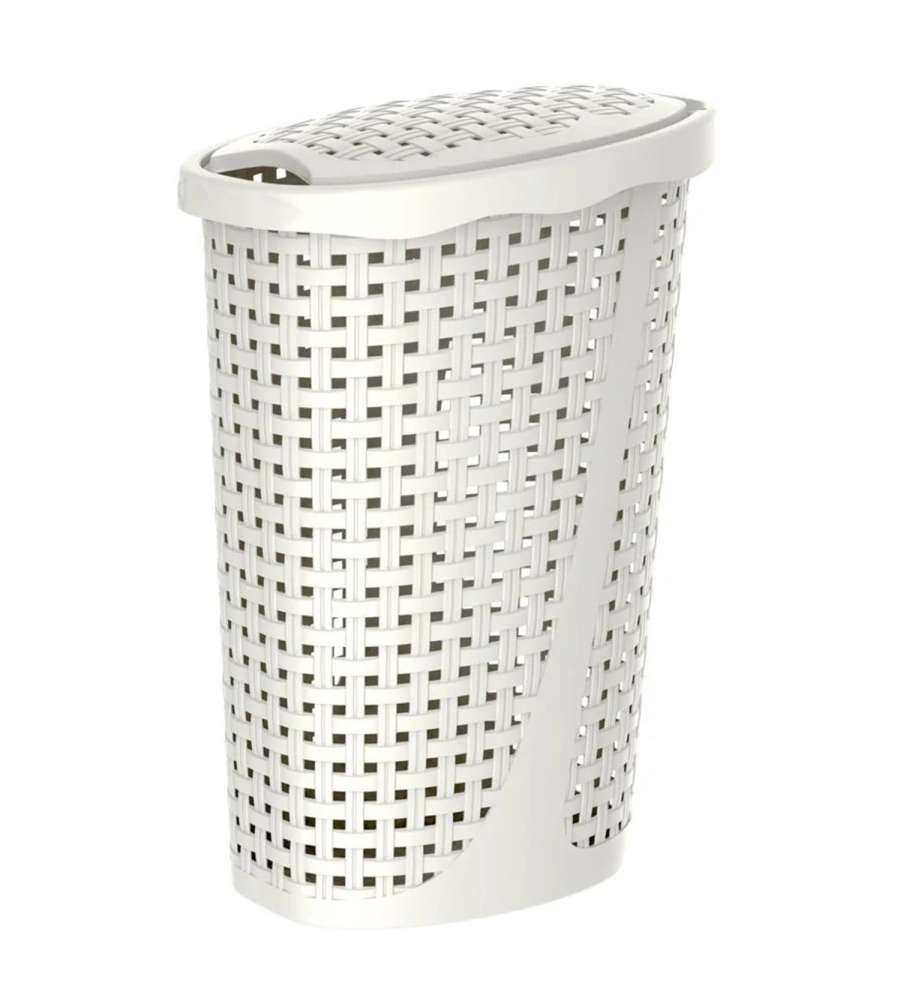Bama Portabiancheria Intrecciato - Bianco - 31.5x40x60h cm