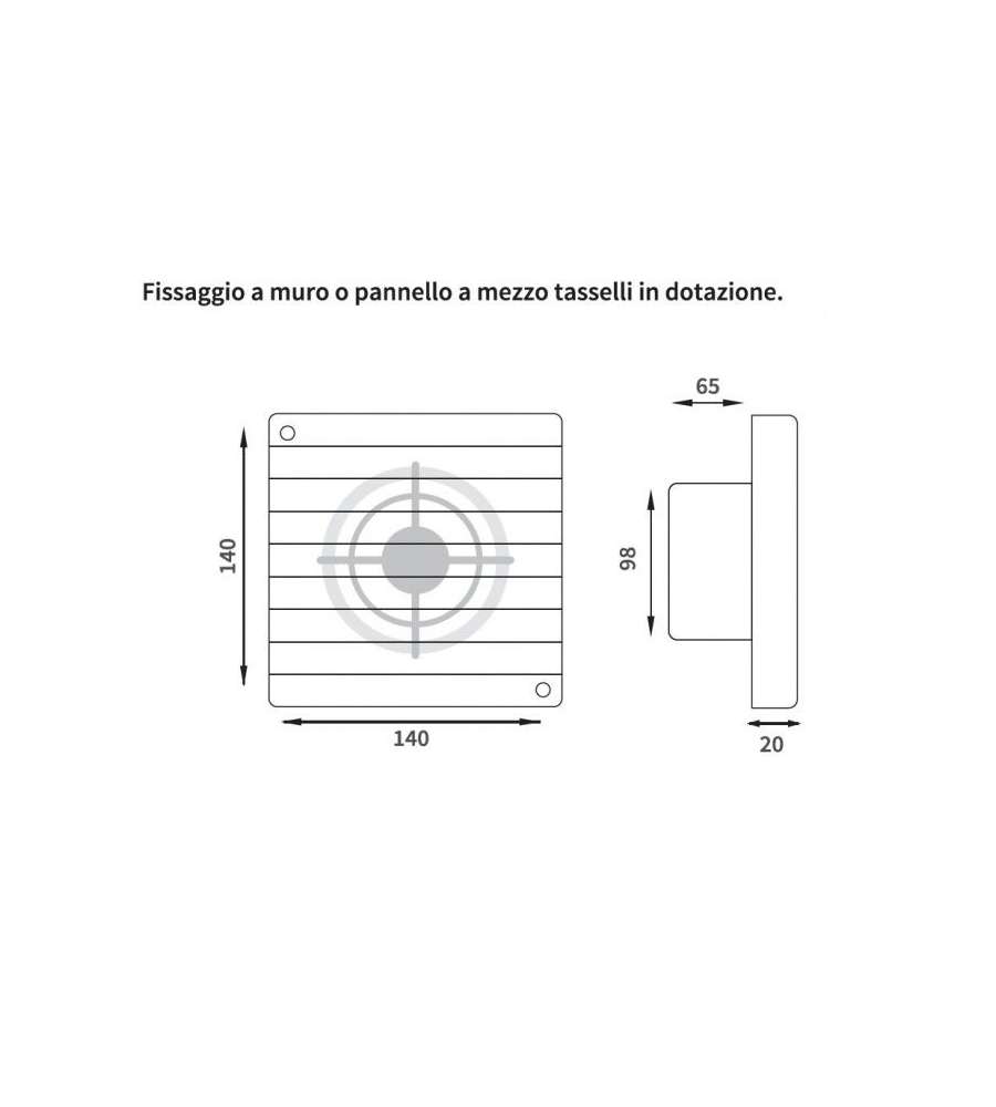 Idrobric Aspiratore da Parete - Bianco - 140x140mm
