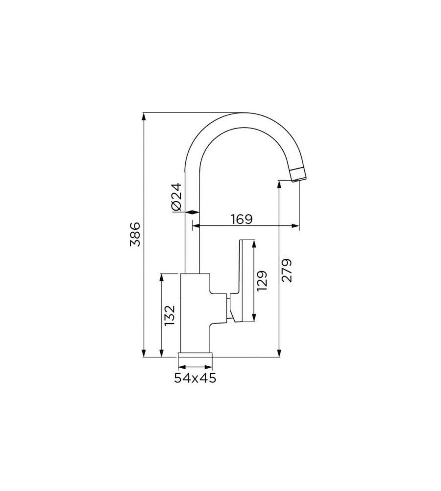 Rubinetto miscelatore monocomando lavello bocca alta, finitura cromo diam. 25 mm