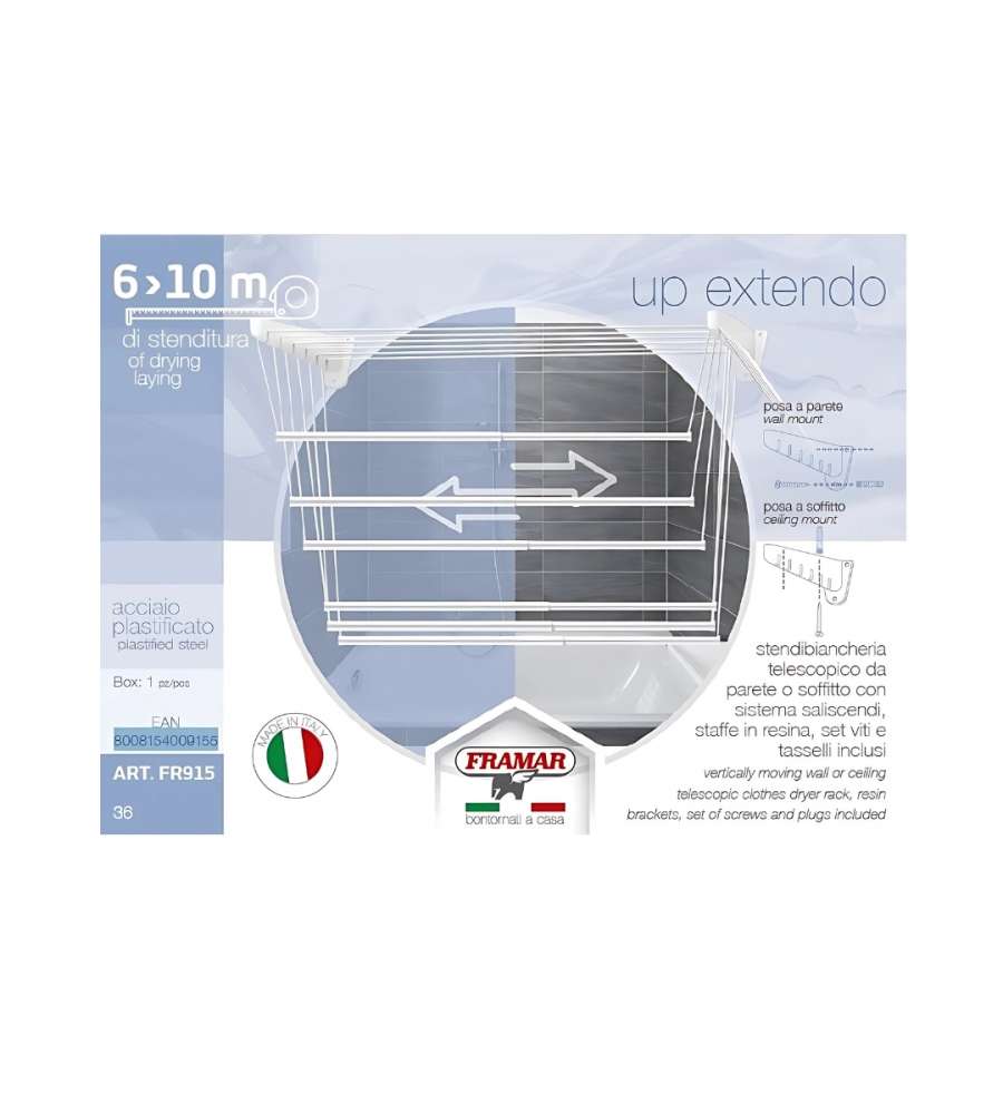 Framar Stendino Telescopico da Parete e Soffitto in Acciaio 6-10m