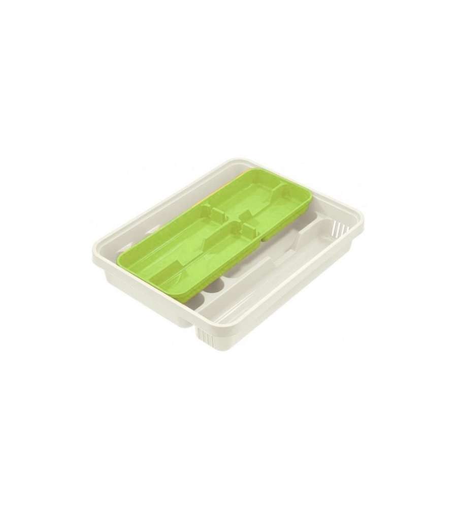 Tontarelli Portaposate in Plastica Bianco/Lime 6+2 Scomparti 40x31cm