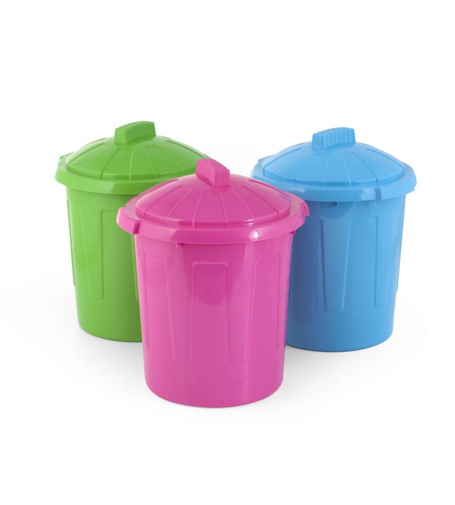 Bidone Pattumiera con Coperchio - Assortiti - 8 l