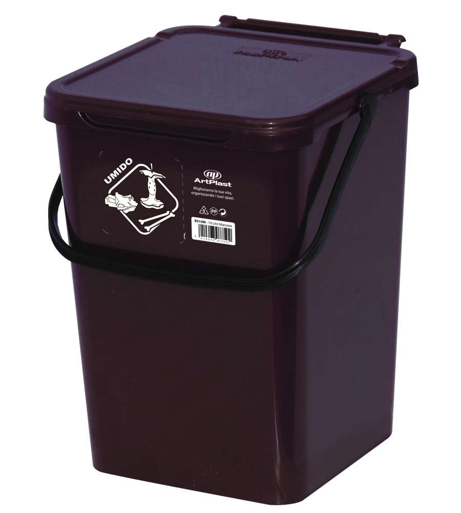 Art Plast Secchio con Coperchio - Marrone - 10 l