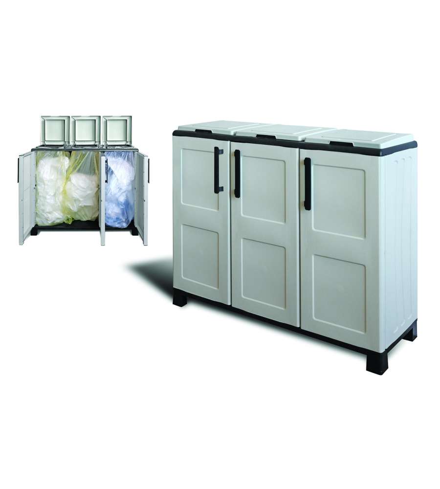 Armadio per Raccolta Differenziata in PVC - Grigio - 102x37x90 cm