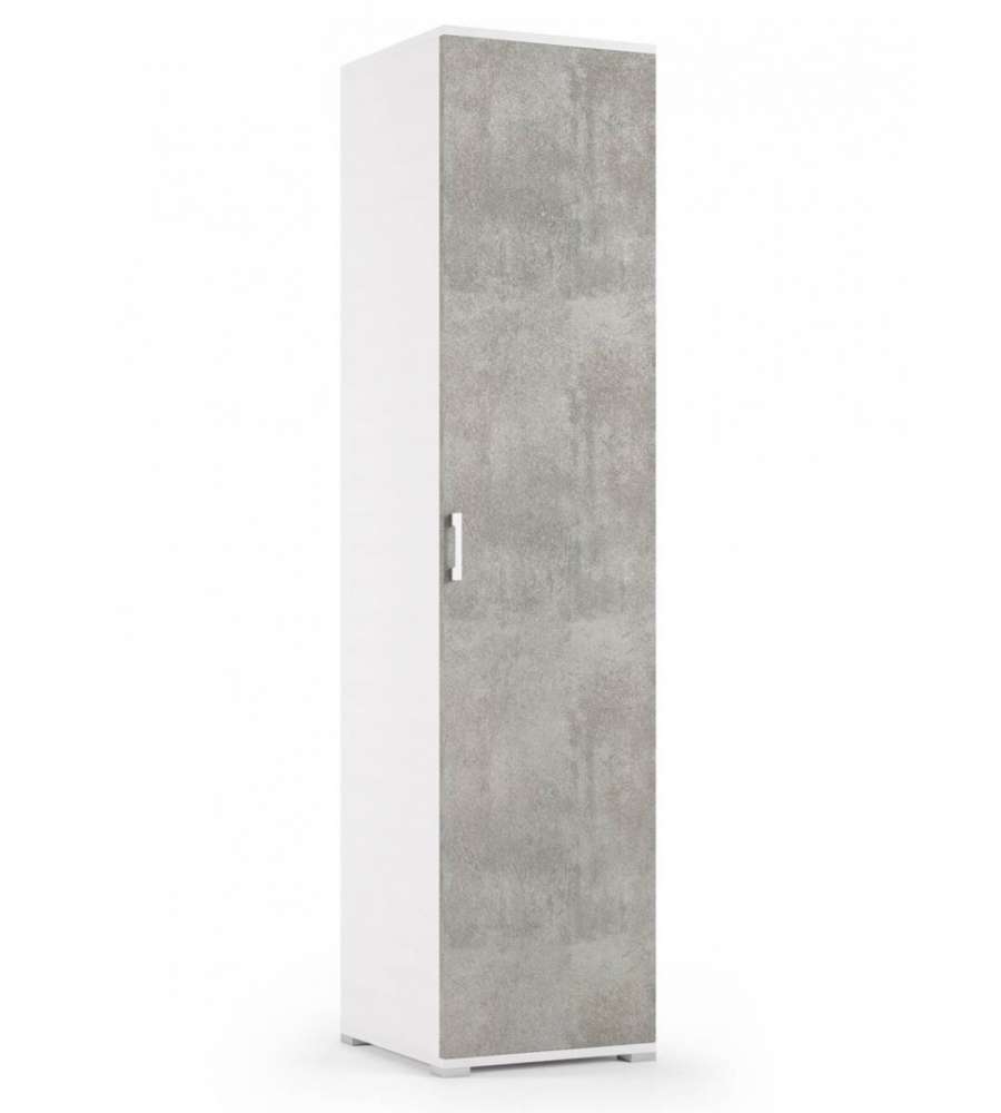 Terraneo Mobile Armadietto Bianco Cemento 45x45x195 - 4 Ripiani Regolabili - Design Moderno