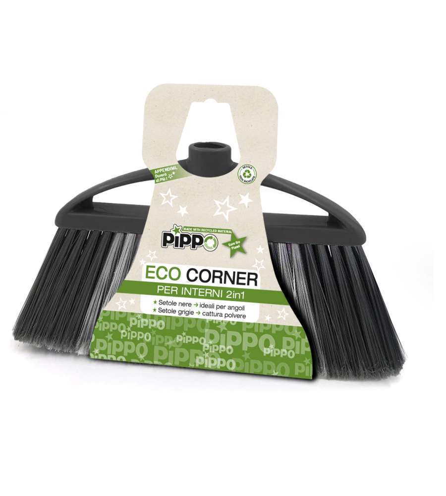 Scopa Pippo Eco Corner per Interni con Setole 2in1 in Plastica Riciclata