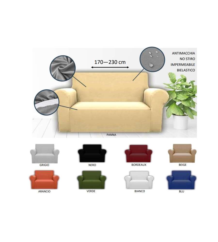 Copridivano 3 posti Grigio antimacchia