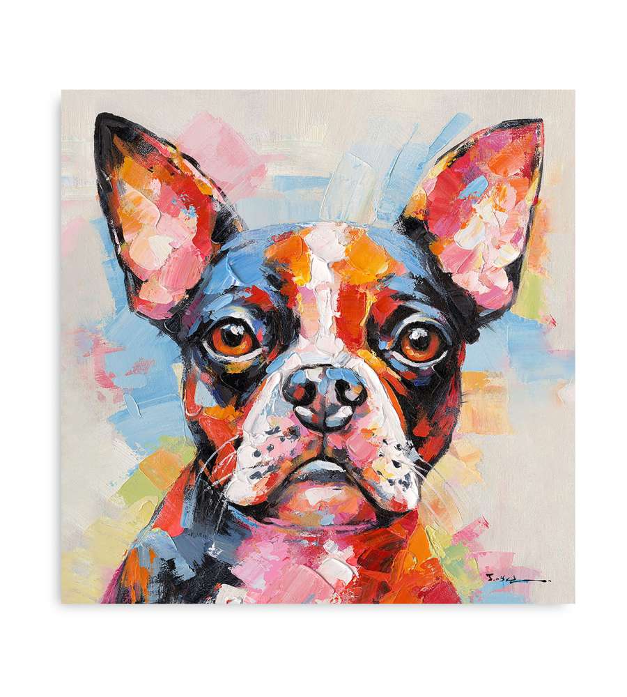 Domo Mea Dipinto Decorativo su Tela - Bulldog Francese - 45 x 45 cm