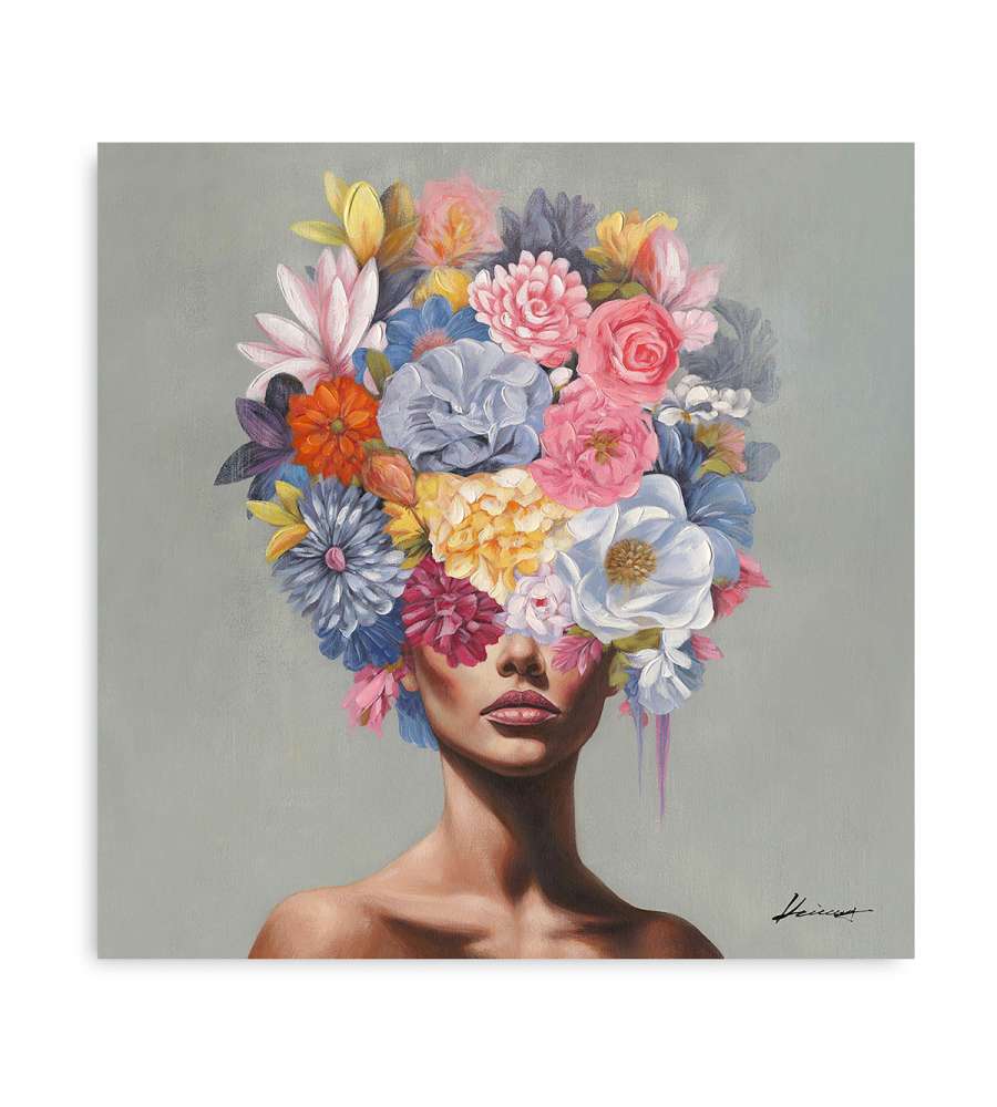 Domo Mea Dipinto Decorativo su Tela - Ragazza Floreale - 50 x 50 cm