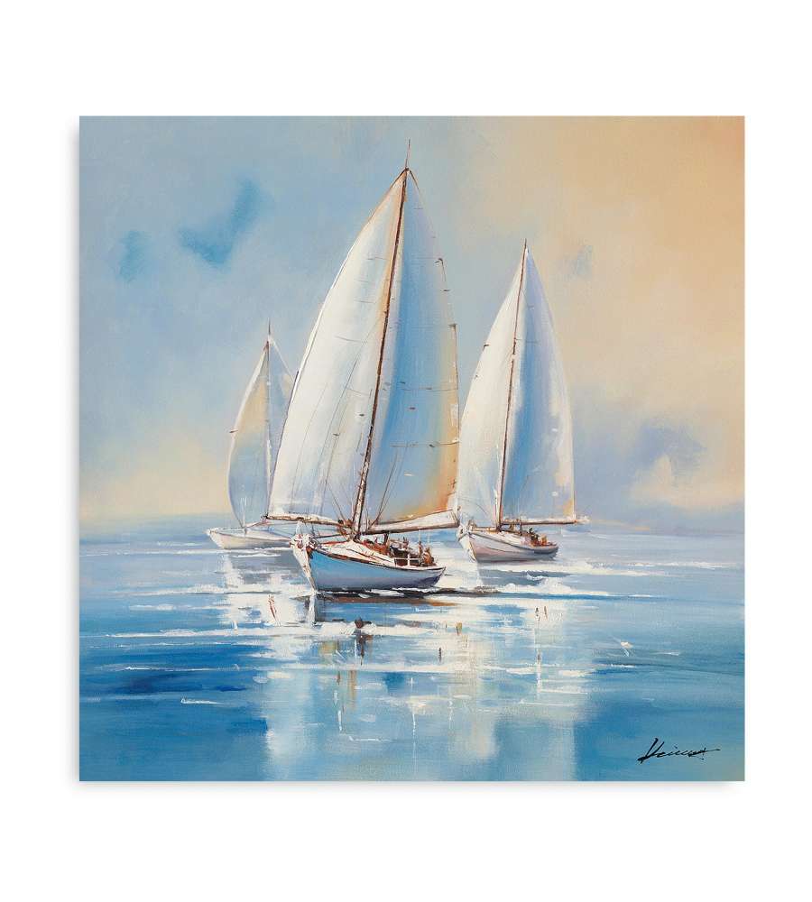 Domo Mea Dipinto Decorativo su Tela - Barca a Vela - 30 x 30 cm