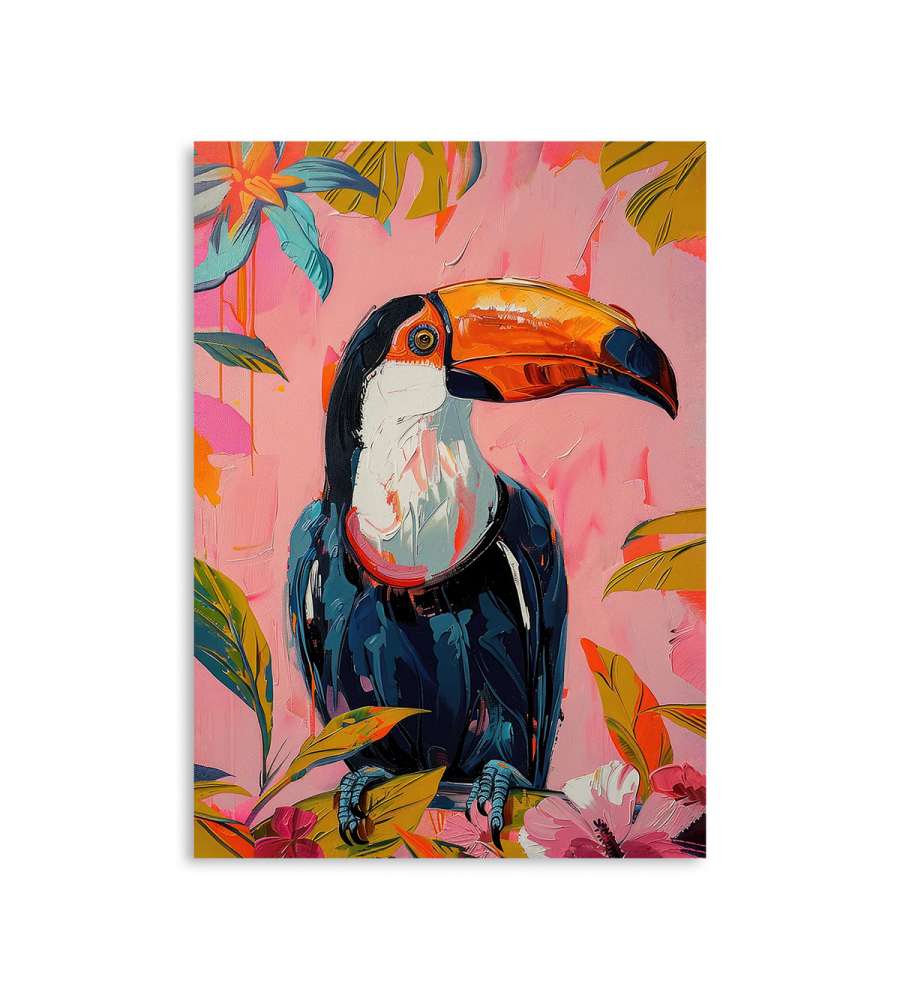 Domo Mea Dipinto Decorativo su Tela - Tucano Rosa - 50 x 70 cm