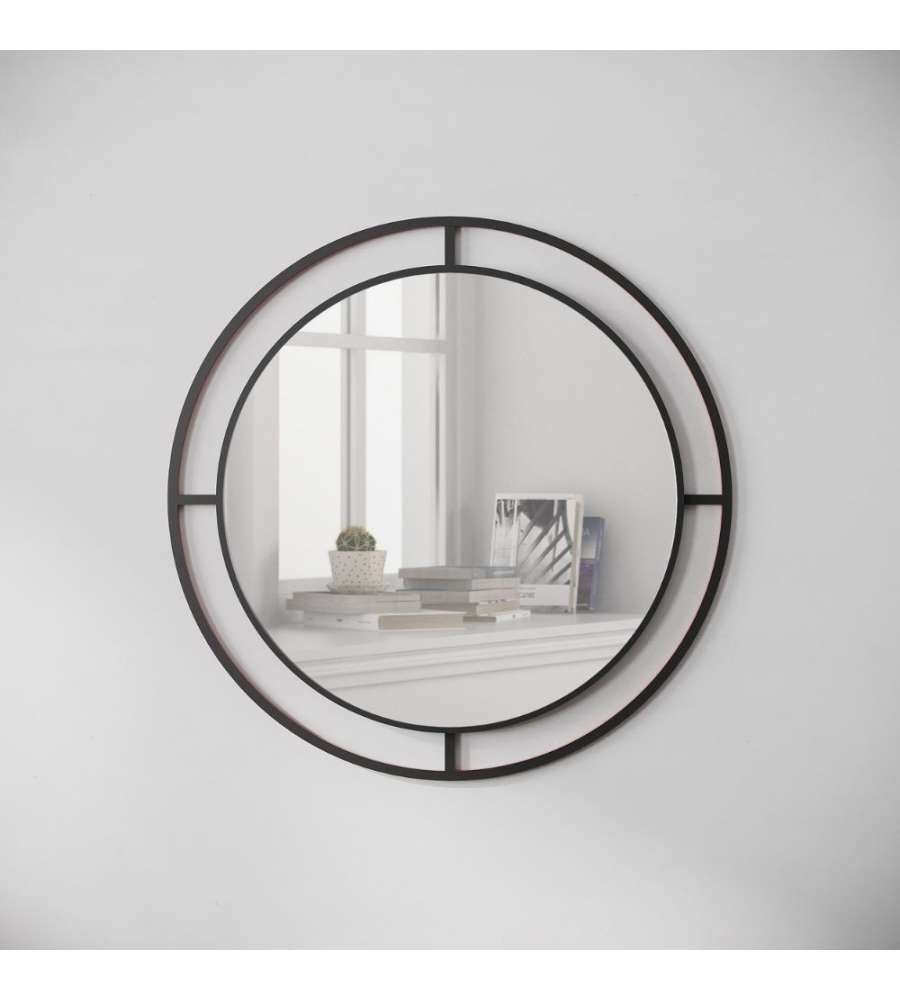 Specchio Bubble con doppia cornice in metallo nero