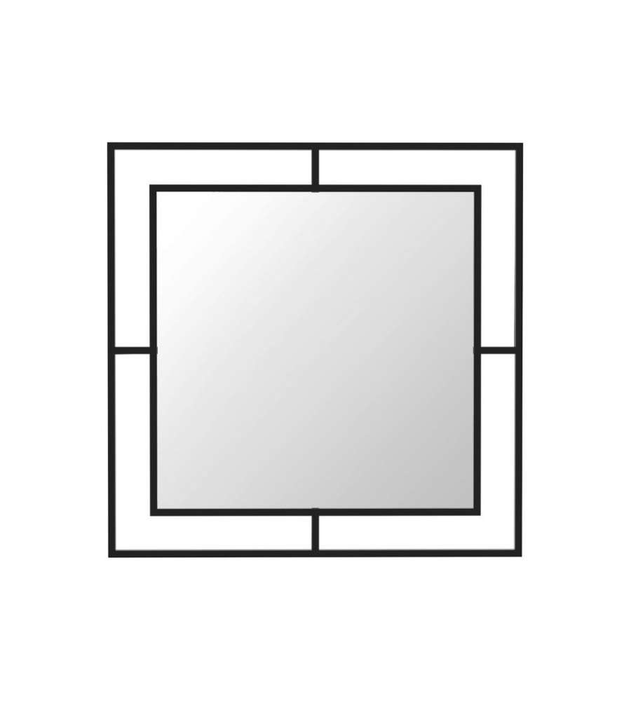 Specchio quadrato Corner con doppia cornice in metallo nero