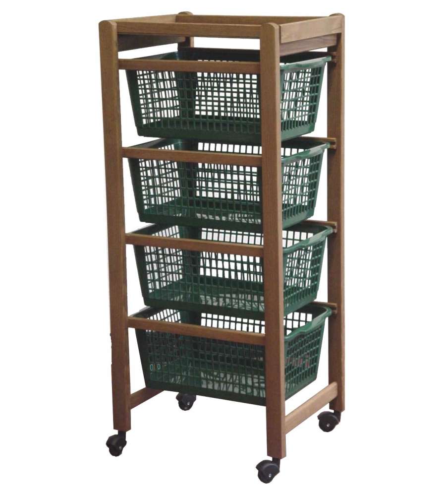 Carrello Cucina in Legno di Faggio Noce - 37x30x85 cm