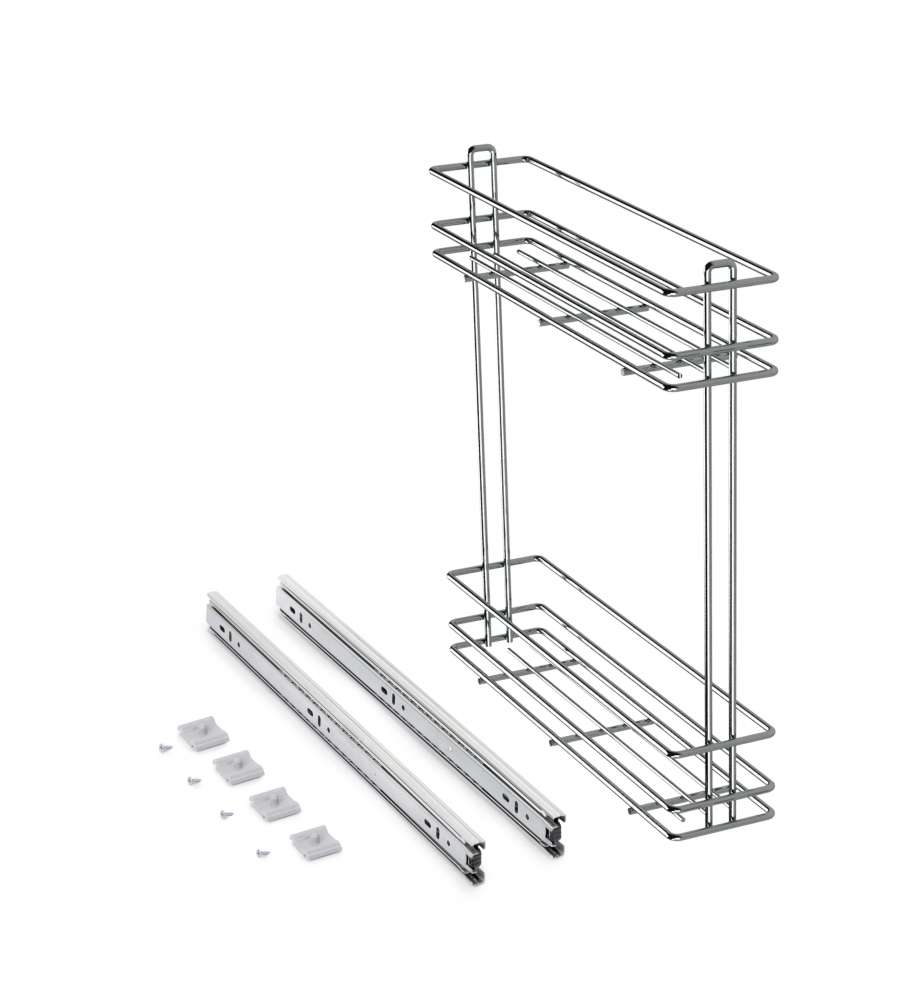 Emuca Portabottiglie estraibile SupraMax, modulo 150 mm, Acciaio, Cromato lucido 1 UN