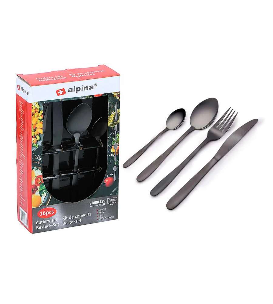 Set posate 16 pezzi nero