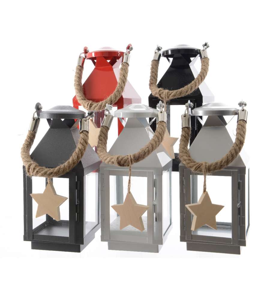 Lanterna In metallo 10 x 10 x 23 cm colori assortiti