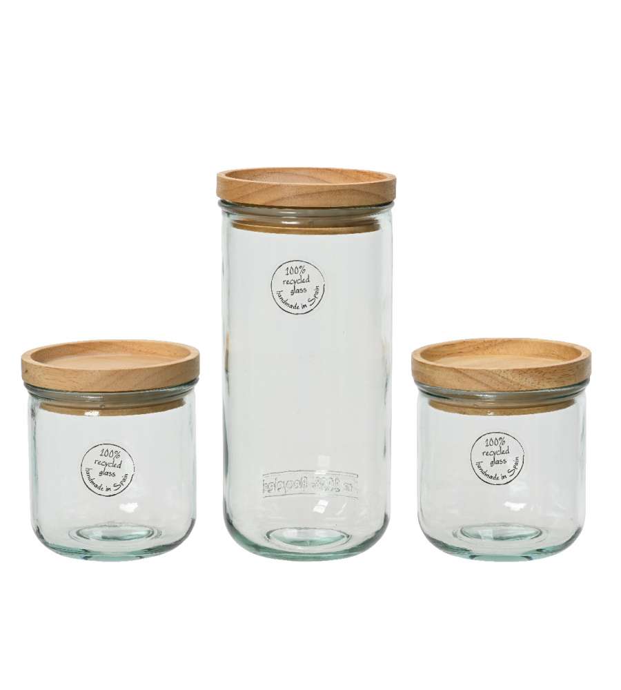 Set barattoli in vetro riciclato