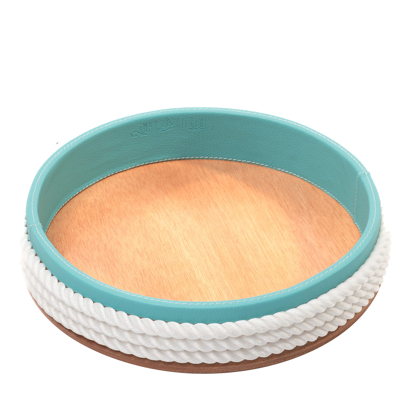 Vassoio rotondo turchese e bianco