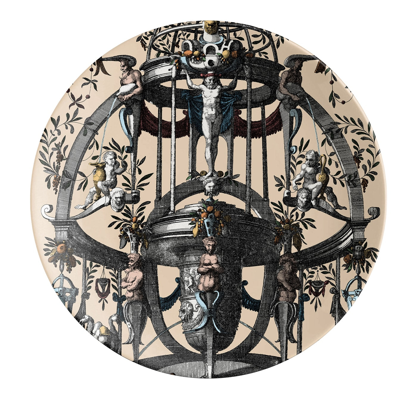 Pompei Piatto Piano in porcellana con disegno di grottesca #3