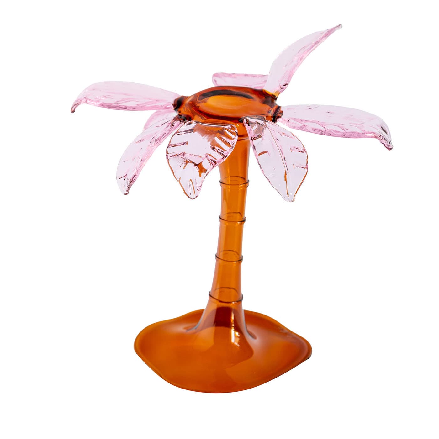 Alzata da dessert in vetro soffiato rosa e arancione Las Palmas