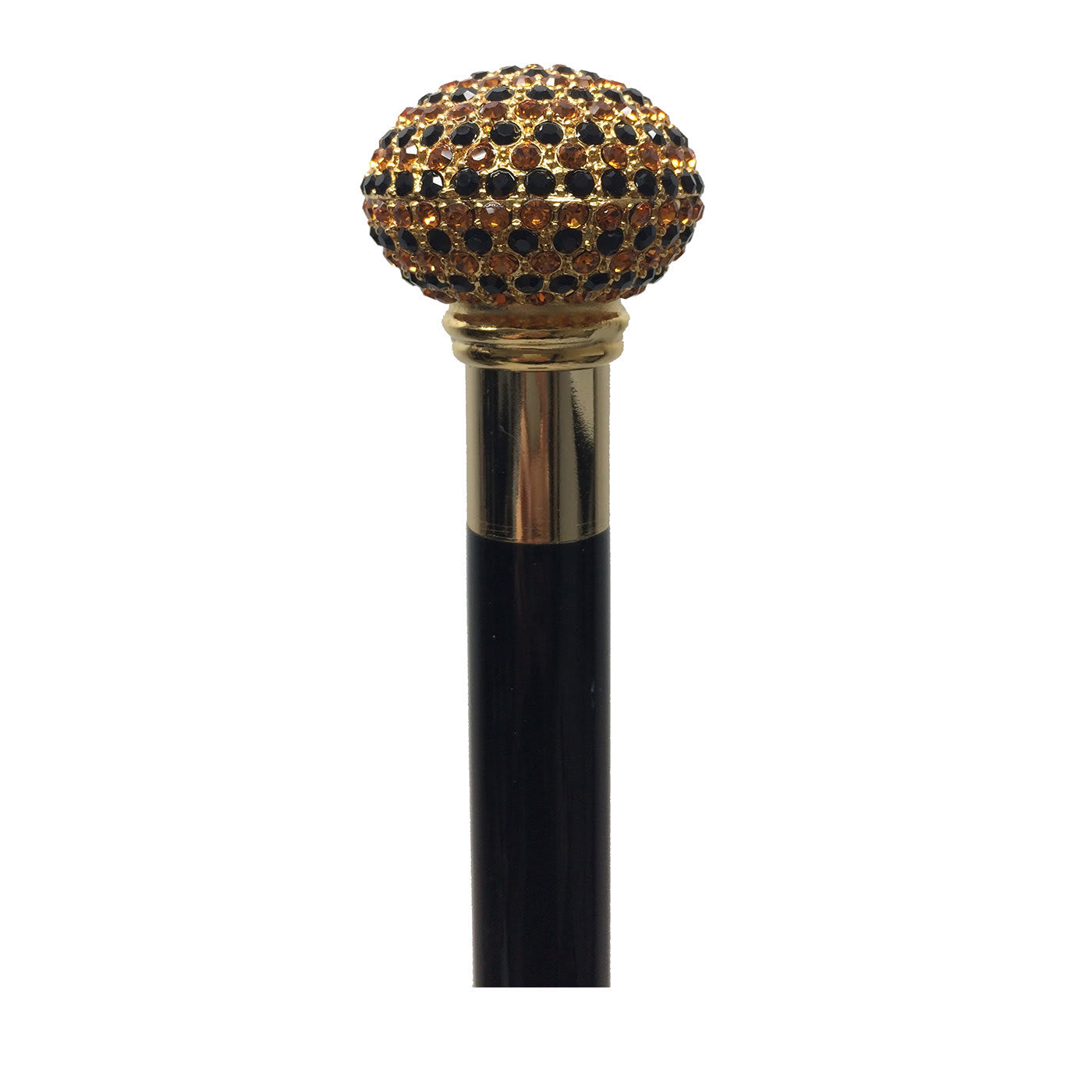 Bastone da passeggio con sfera nera e oro