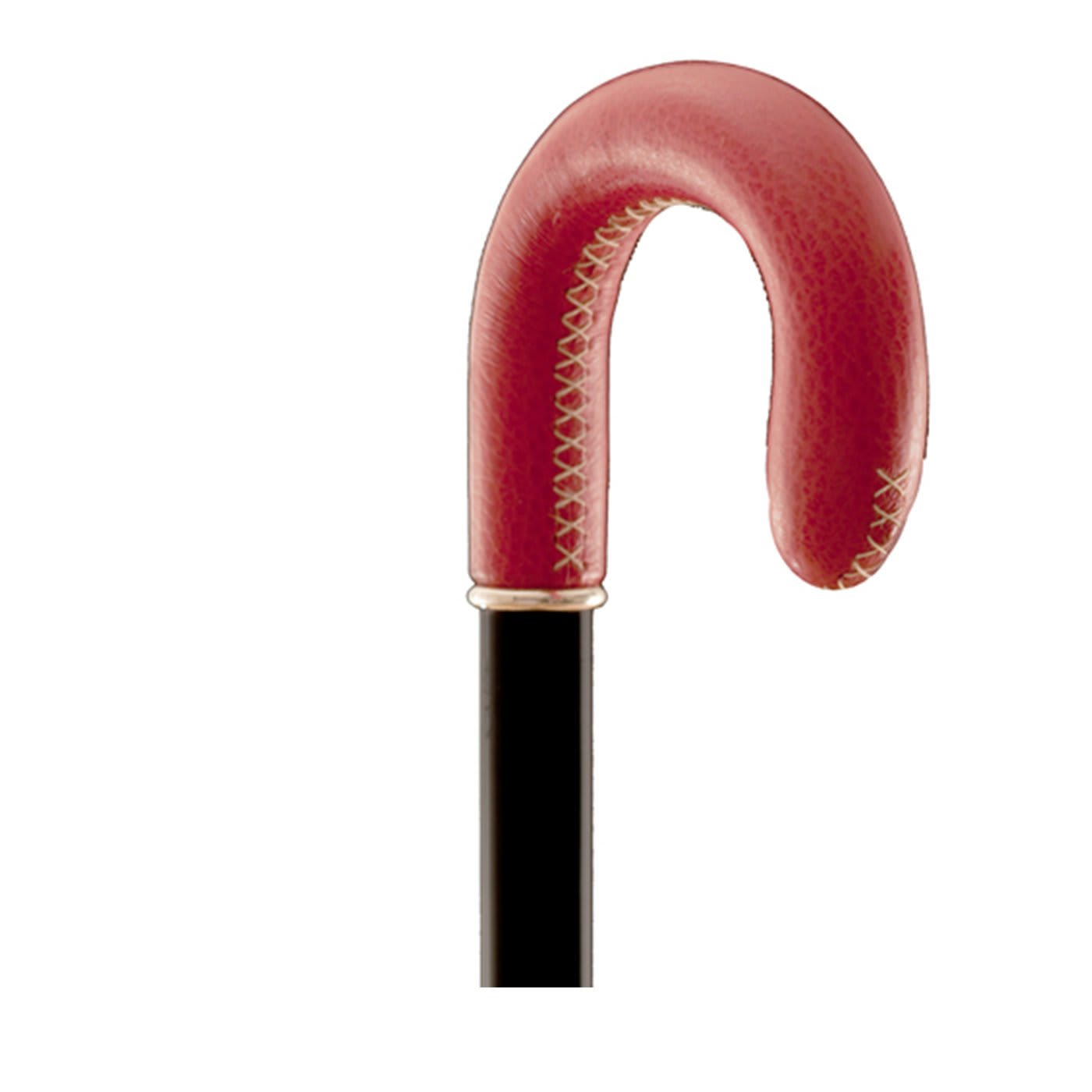 Bastone da passeggio tradizionale con impugnatura bianca e rossa