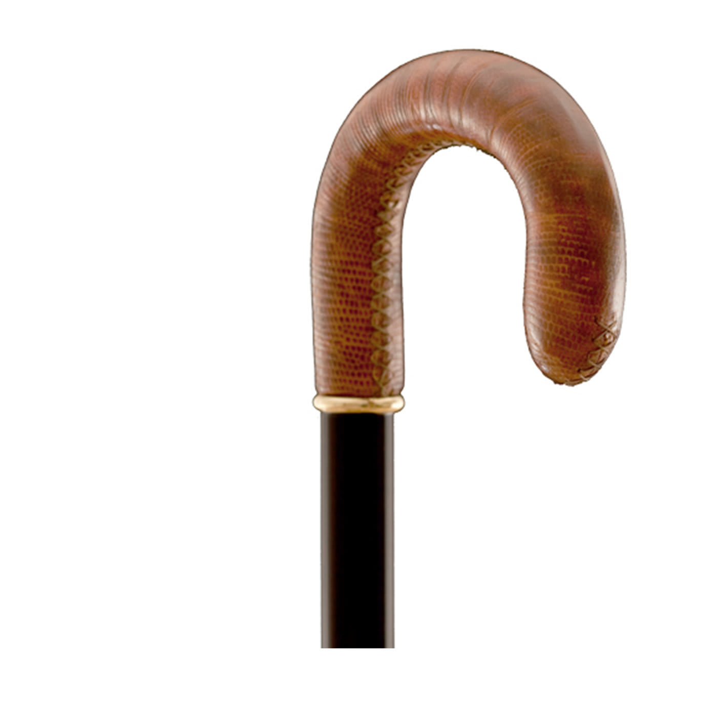 Bastone da passeggio con impugnatura curva marrone