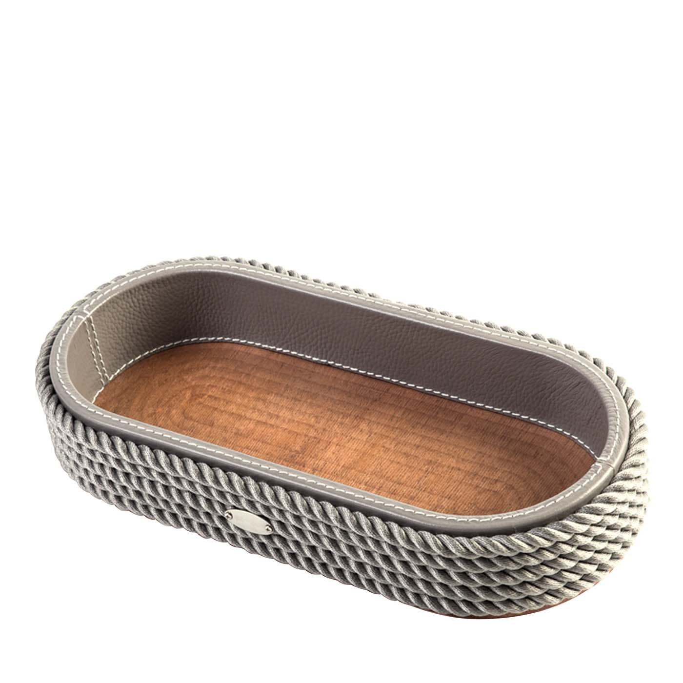 Videopoche ovale grigia grande