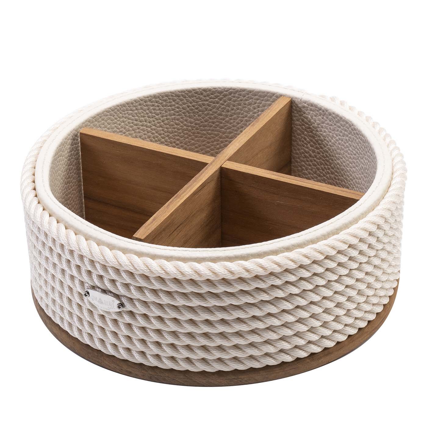 Vassoio rotondo crema a 4 sezioni