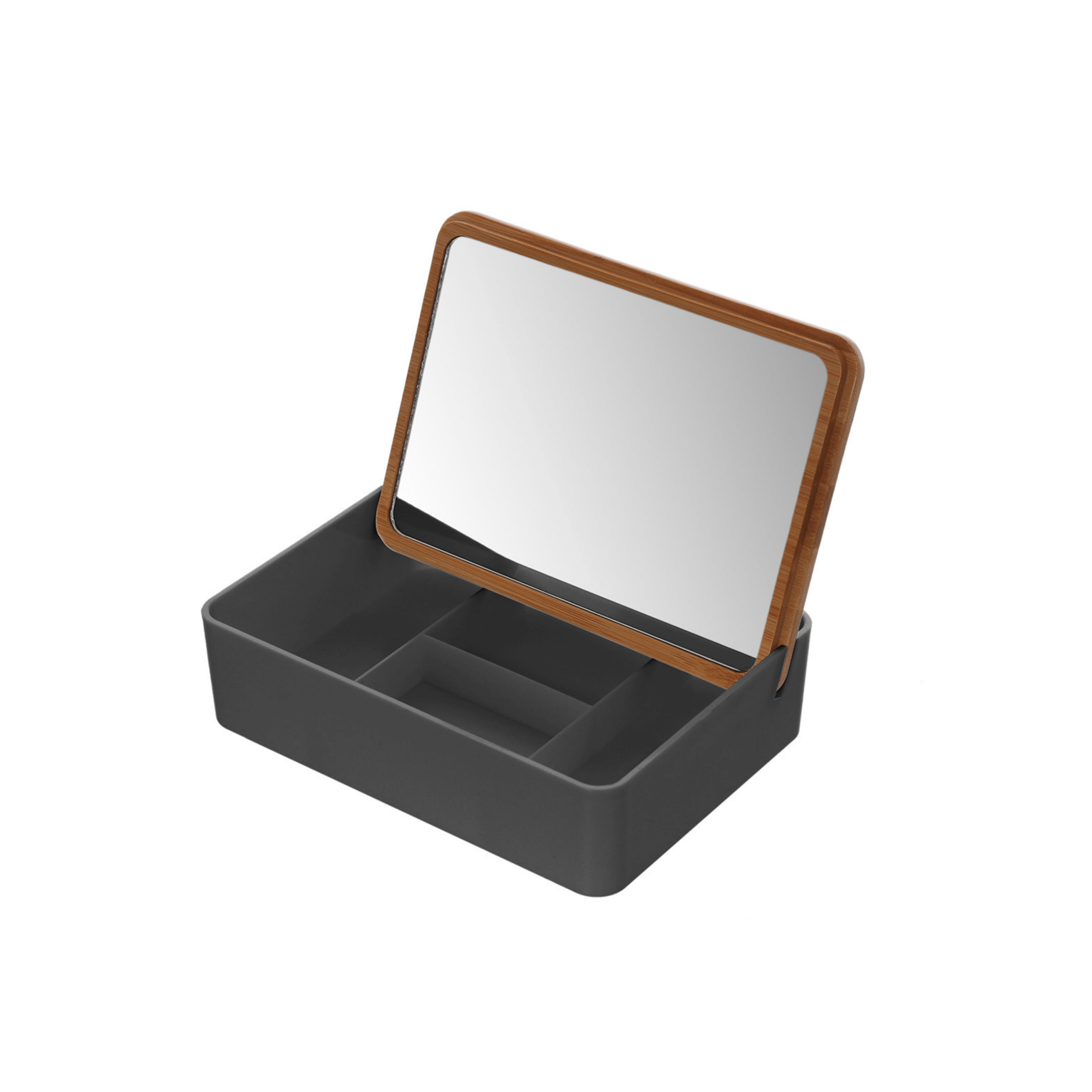 Organizer Porta Cosmetici Quadrato Con Coperchio e Specchio Feridras "Smack" Grigio