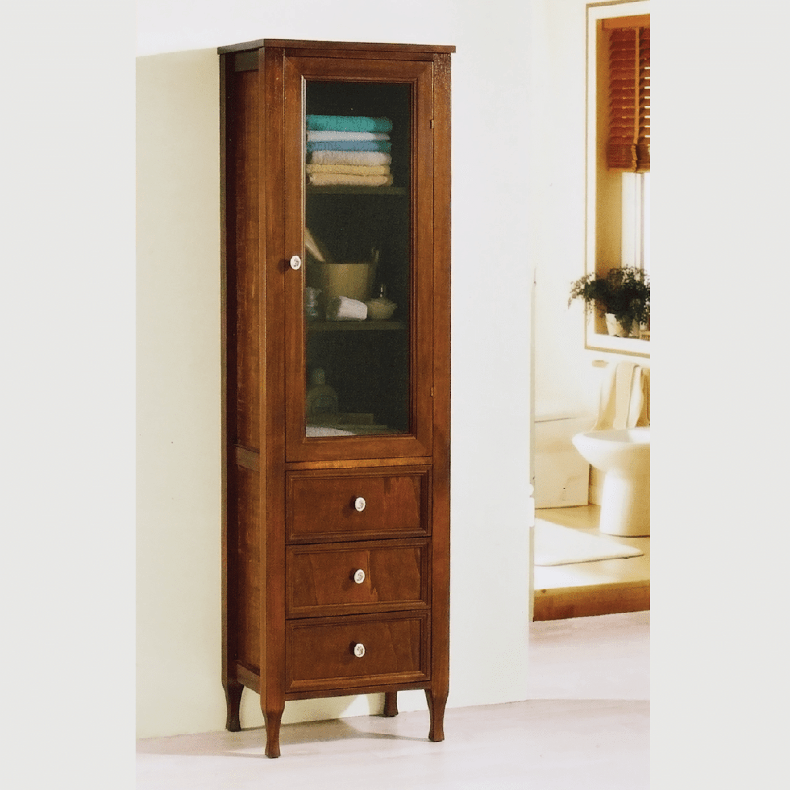 Colonna Portaoggetti a Terra 160 Cm Un'Anta Tre Cassetti Esseci Arredo Bagno "Sonia"