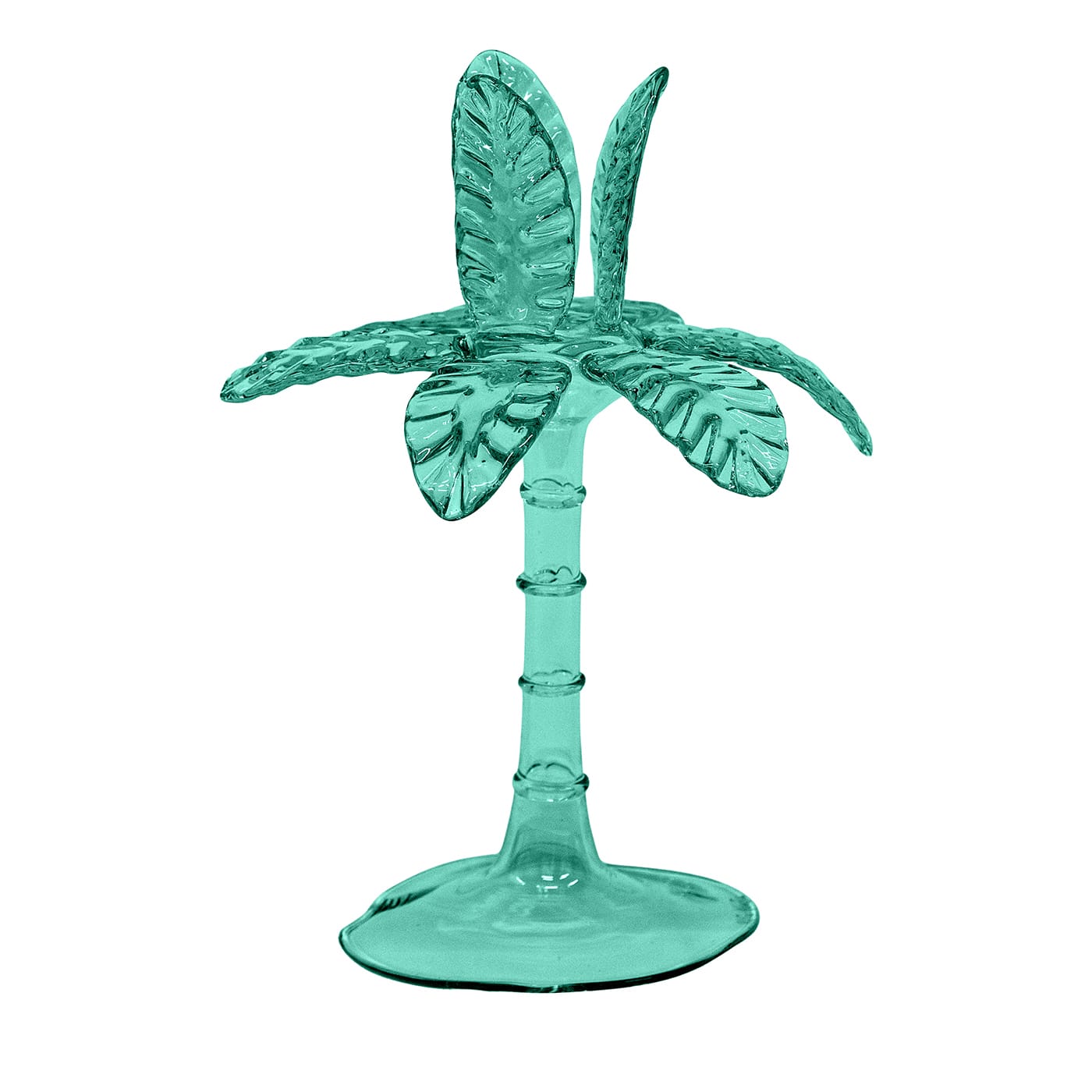 Portacandele Las Palmas medio in vetro soffiato verde acqua