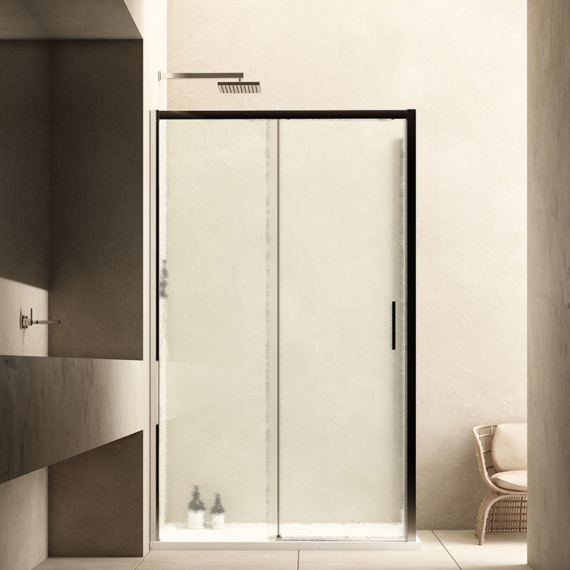 Porta Doccia 130 cm Scorrevole a Sinistra Vetro Martellato e Profilo Cromo - Rest