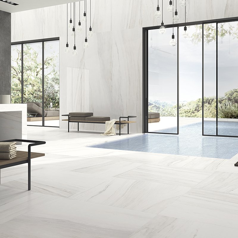 Gres Porcellanato Effetto Marmo Lucido 80x80 White Palissandro - Kale