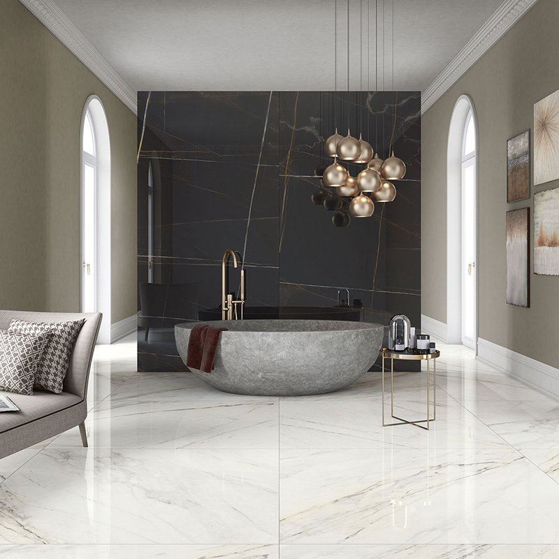 Gres Porcellanato Effetto Marmo Naturale 120x120 Bianco Apuano - Kale