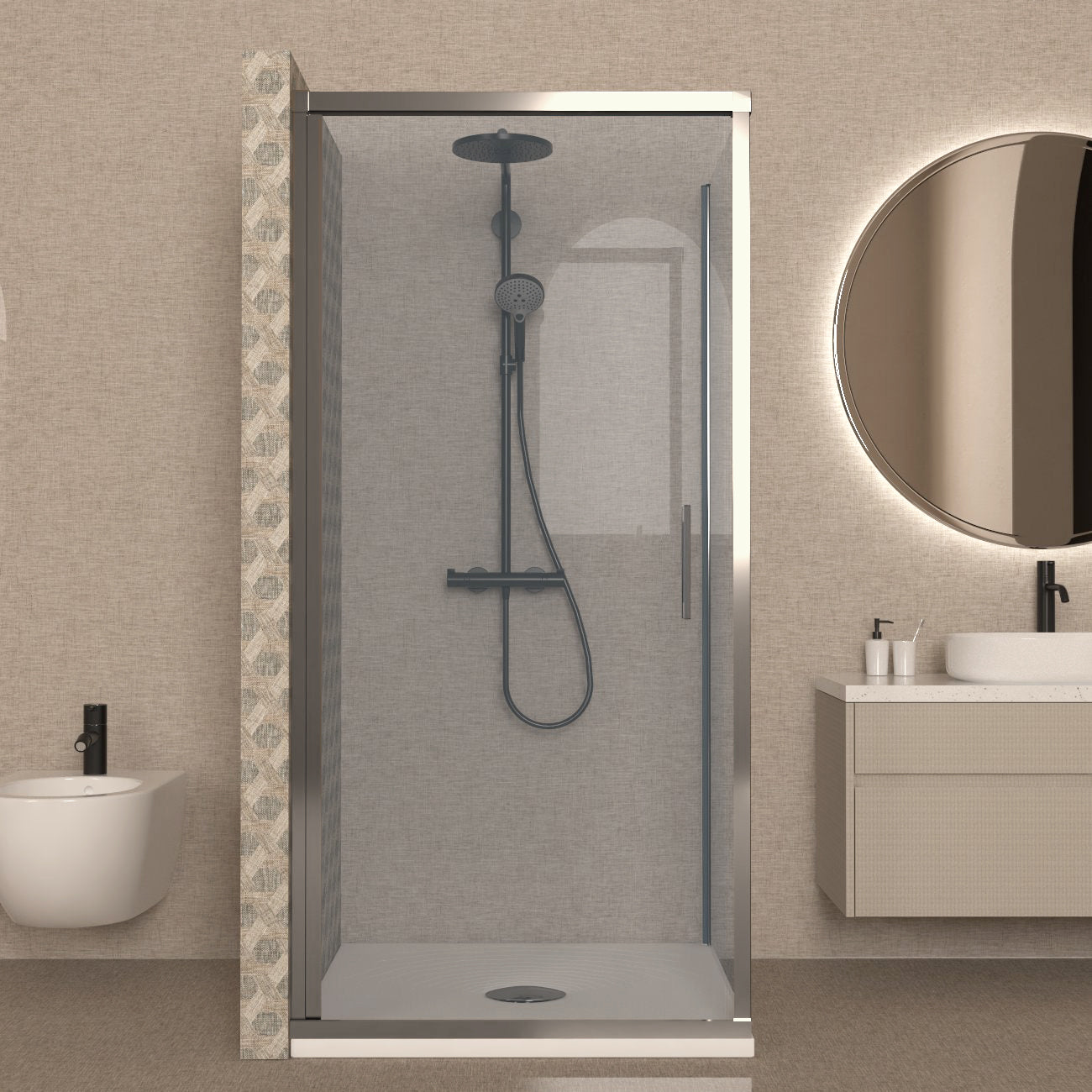 Box Doccia 70x70 cm Battente Vetro Trasparente e Profilo Cromo - Rest