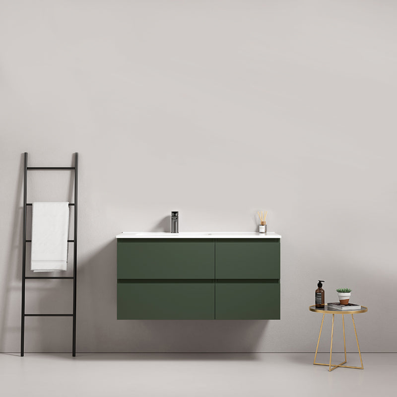 Mobile bagno sospeso 100 cm Verde Comodoro Lavabo a Sinistra in Ceramica Senza Specchio - Fiji Paint