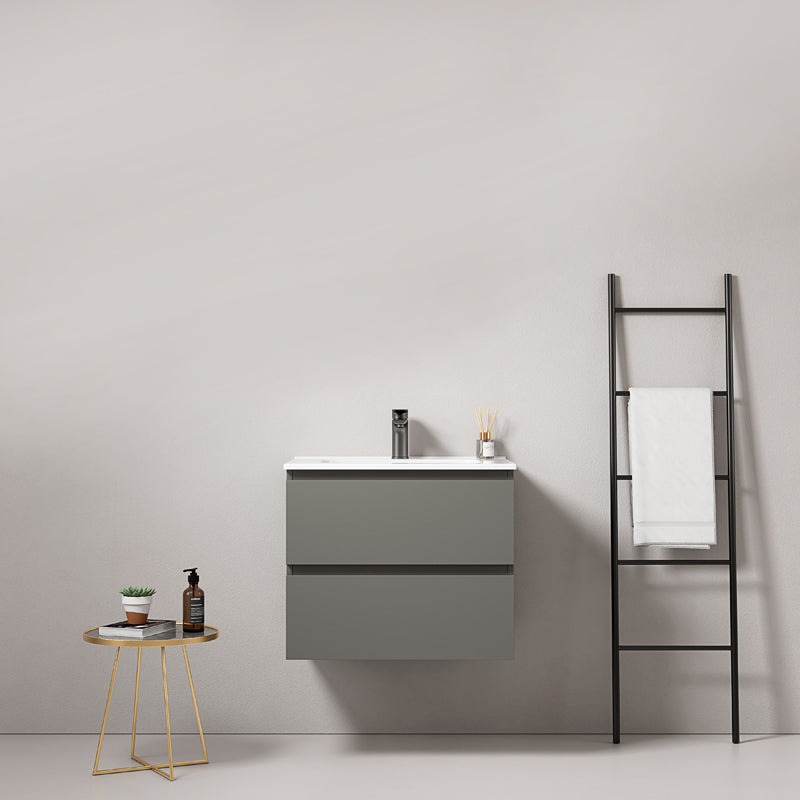 Mobile bagno sospeso 60 cm Grigio Londra Lavabo in Ceramica Senza Specchio - Fiji Paint