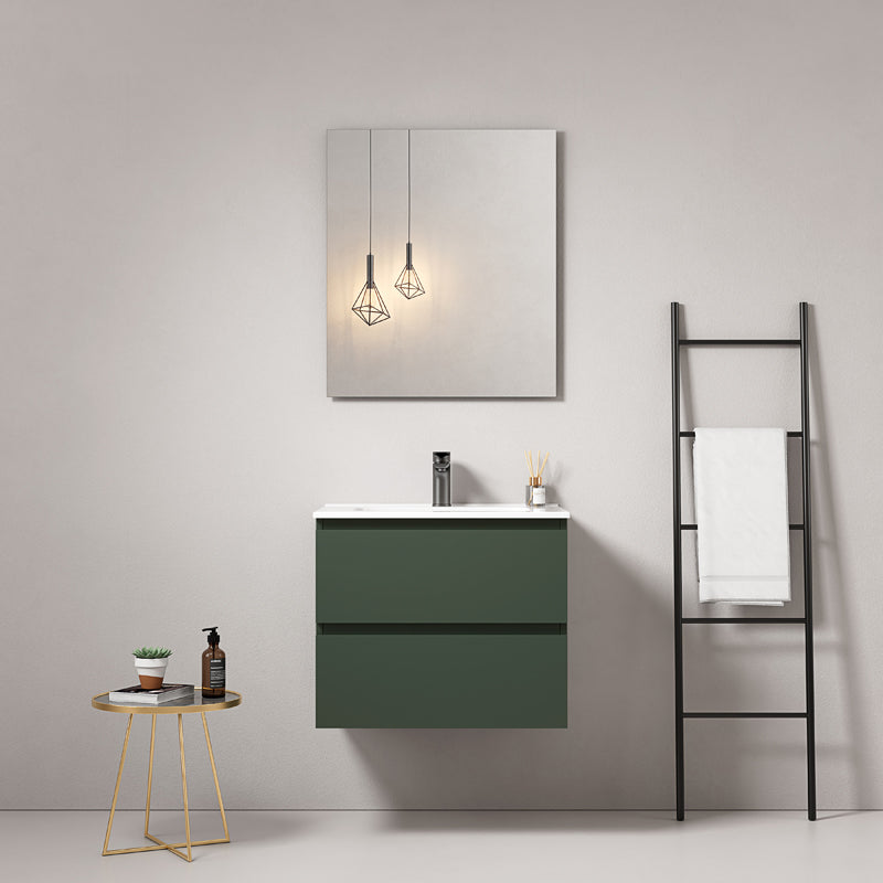 Mobile bagno sospeso 60 cm Verde Comodoro Lavabo in Ceramica Specchio Quadro - Fiji Paint