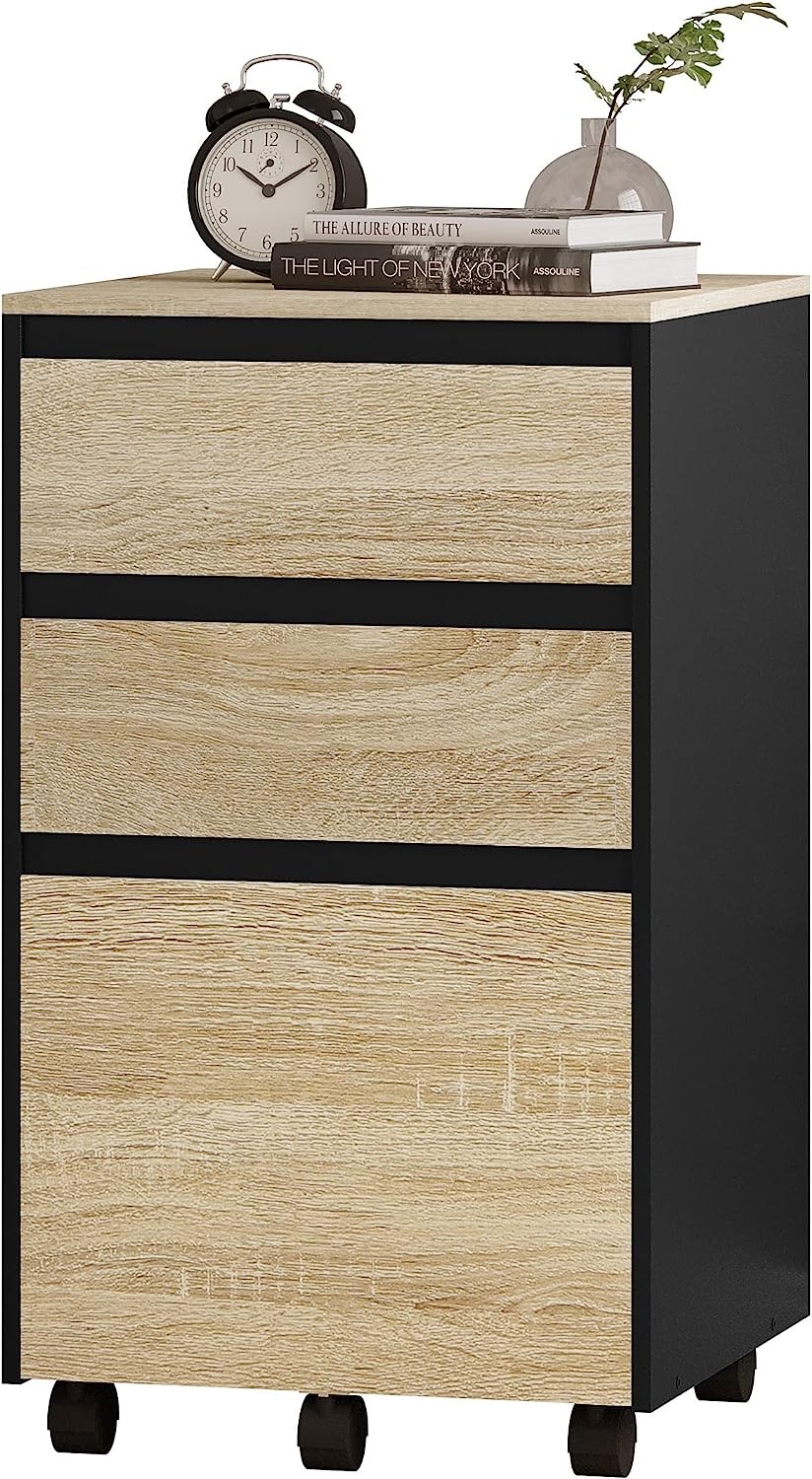 WOLTUMobiletto per Archiviazione, Mobiletto per Ufficio, Piedistallo Mobile con 3 Cassetti, 40X70X40 cm