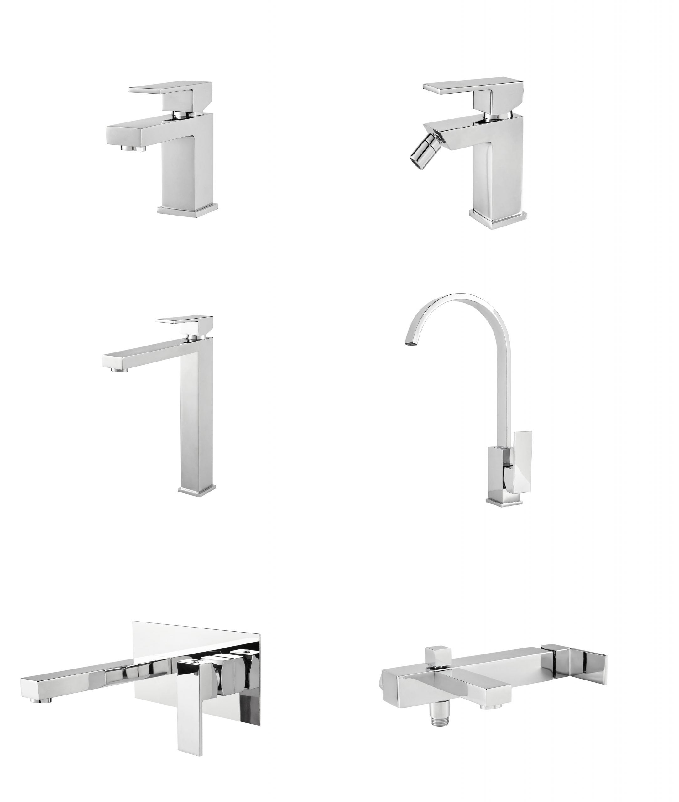 Set Rubinetteria Per Bagno da design squadrata moderna con piletta click clack inclusa - LAVABO LAVELLO ALTO MISCELATORE
