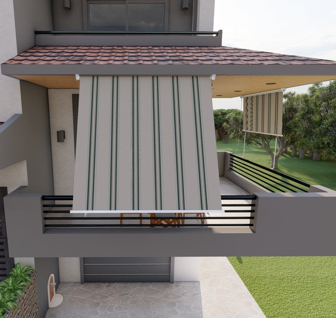 Tenda da sole a caduta con bracci per balcone terrazzo finestra 200cm Grigio Verde Golisa