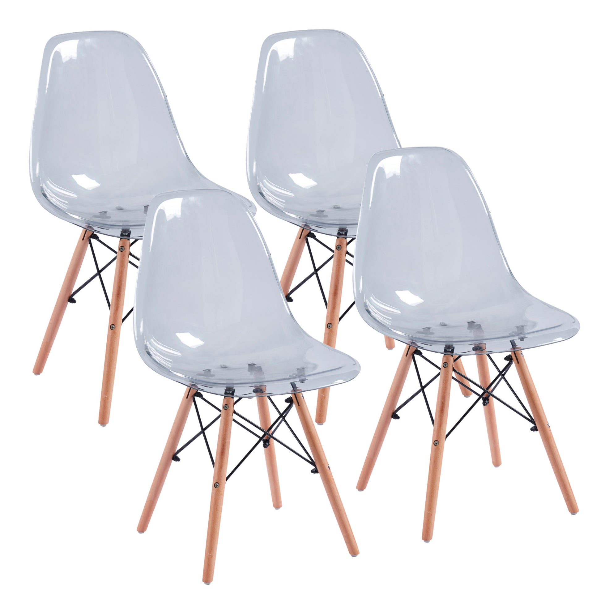 Sedia design con seduta trasparente grigia - Set da 4 - Betty