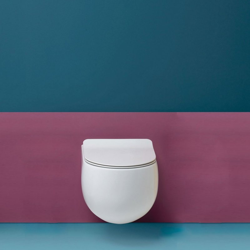 Vaso Sospeso Flo 54 Bianco Lucido Senza Coprivaso - Kerasan